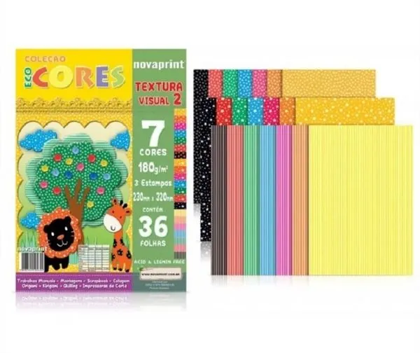 Bloco Ecocores Textura 2 com 36 folhas 32x23cm - Novaprint
