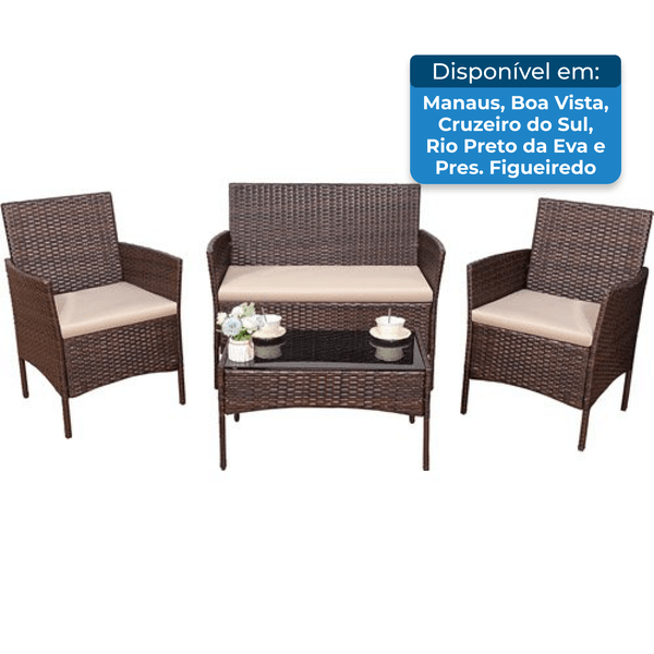 Conjunto Móveis Devokos 4 Peças Para Varanda Marrom A-BI