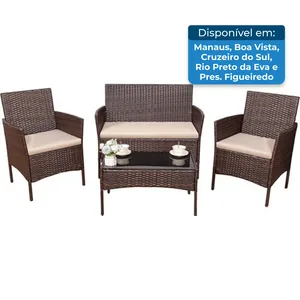 Conjunto Móveis Devokos 4 Peças Para Varanda Marrom A-BI