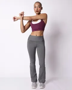 Calça Fitness Feminina Flare Cós Largo Cinza M