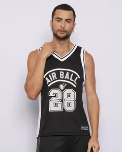 Regata Esportiva Masculina Basquete Estampa Air Ball 28 Preta M