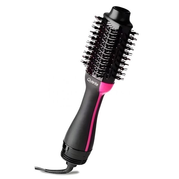 Escova Secadora 2 Em 1 Quanta 220v Antifrizz Qtes5900 Prancha Profissional Para Cabelo Alisar - Preta