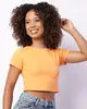 Blusa Feminina Cropped Manga Curta Laranja G