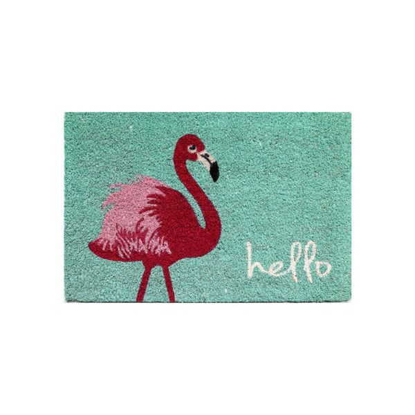 Capacho Flamingo 60x40cm fibra natural Coisas e Coisinhas
