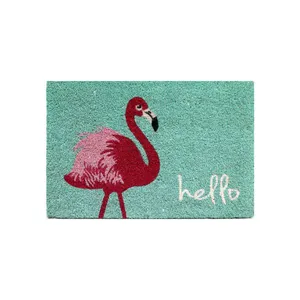 Capacho Flamingo 60x40cm fibra natural Coisas e Coisinhas
