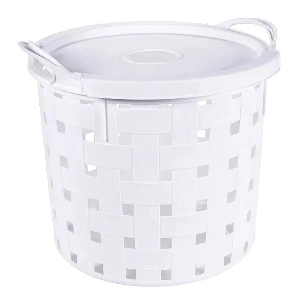 Cesto de Roupa Plasútil de Fita Redondo Baixo Branco 19L