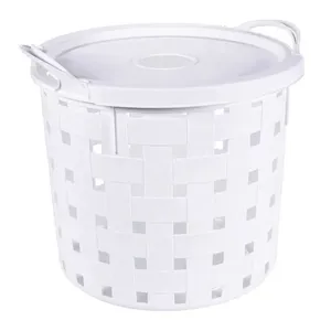 Cesto de Roupa Plasútil de Fita Redondo Baixo Branco 19L
