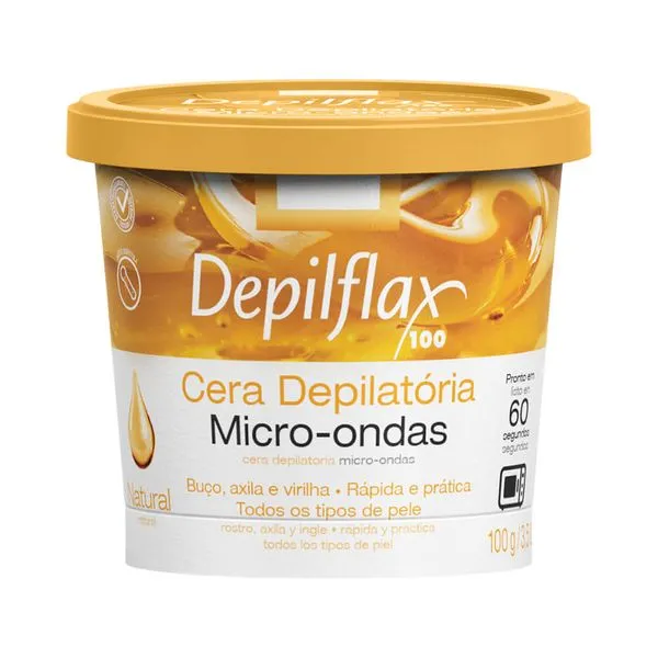 Cera Epilatória Depilflax Microondas Natural 100g Cera Depil Depilflax 100g Microondas Natural