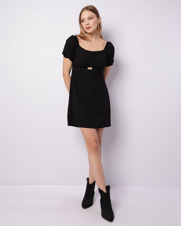 Vestido Feminino Curto Berry & Co. Viscolinho Manga Curta Preto M