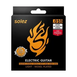 Kit 3 Jogos Encordoamento para Guitarra SLG10 .010-.046 Flexível com Timbre Encorpado Solez Strings Kit 3 Jogos Encordoamento para Guitarra SLG10 .010-.046 com Proteção Contra Oxidação Solez Strings