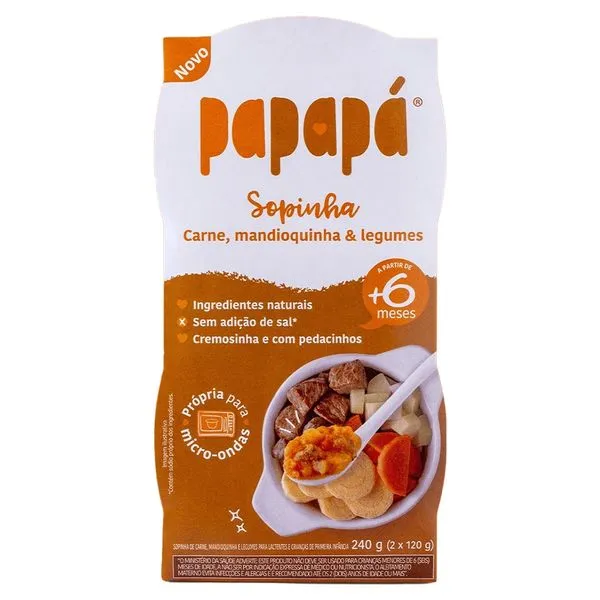 Sopinha Papapá Sabor Carne Mandioquinha e Legumes Papapá a partir de 6 meses 240g