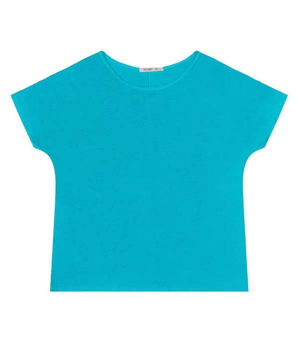 Blusa Manga Curta Feminina Plus Size Secret Glam Azul Plus G1