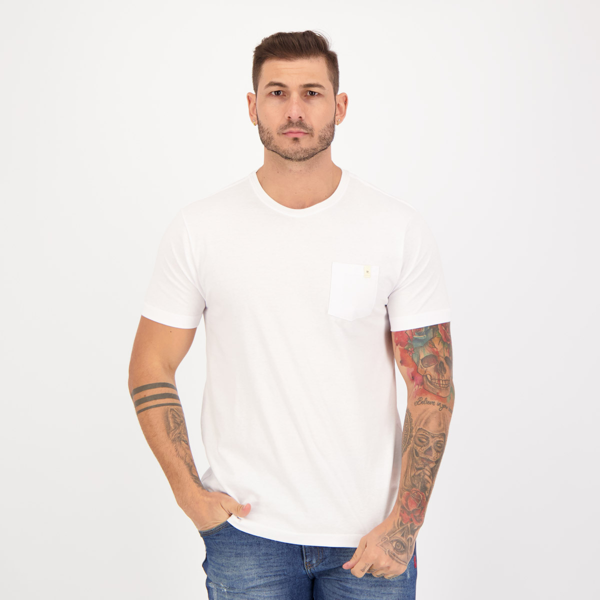 Camiseta Rip Curl Plain Pocket Branca