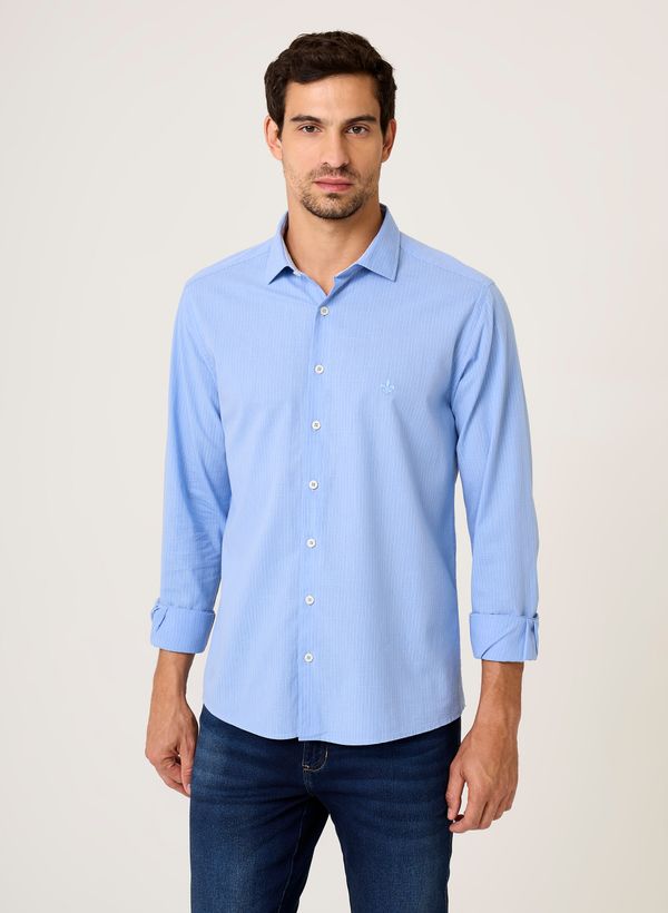 Camisa Slim Fit Listrada Slub Dudalina Masculina 1