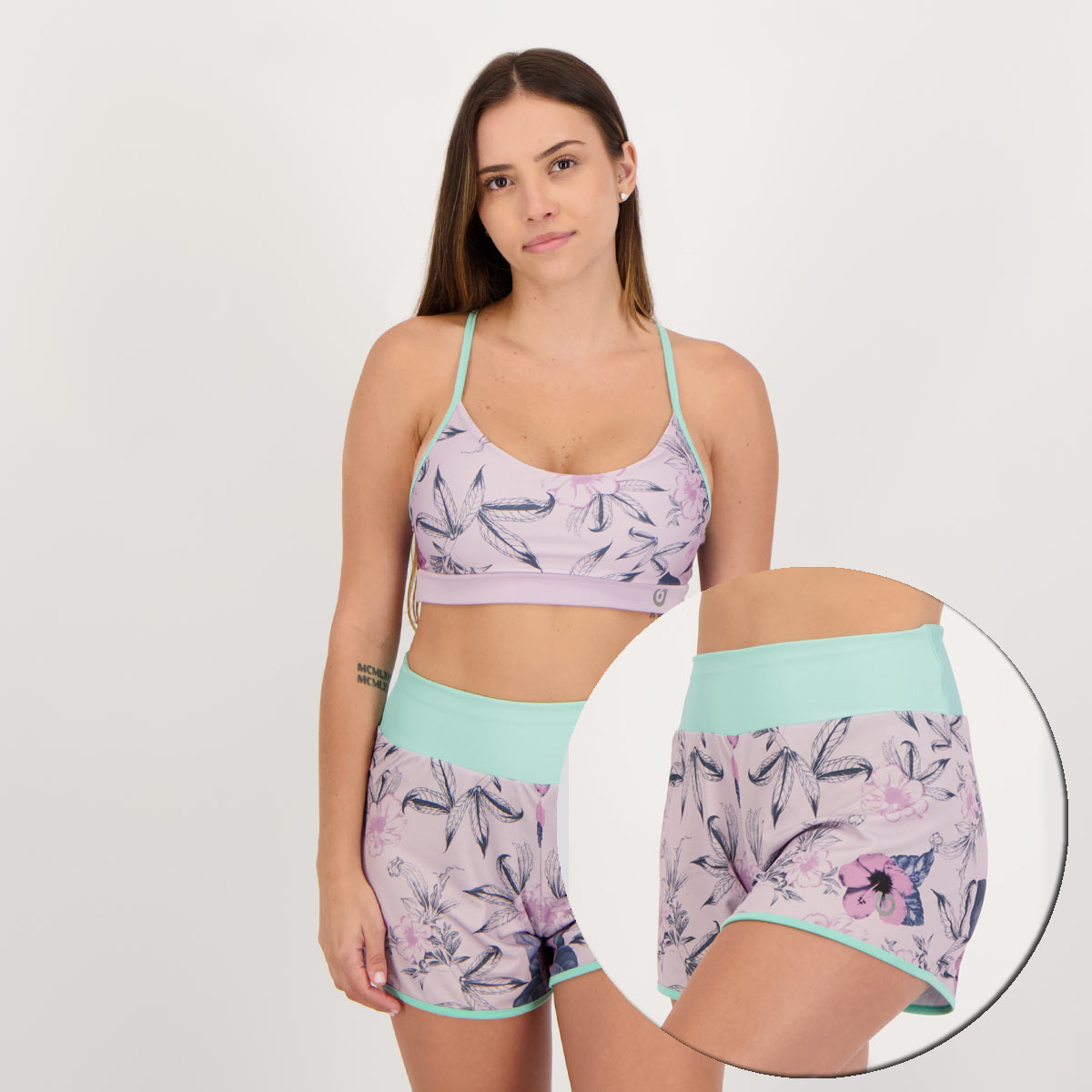 Conjunto Area Sleek Feminino Lilás e Verde