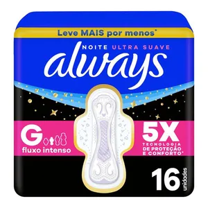 Absorvente Always Noite Ultra Suave com Abas 16 Unidades