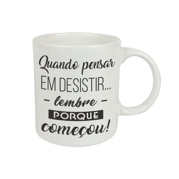 Caneca Cerâmica Regina Frases Motivacionais Preta e Branca 330ml - Item Sortido UNICA