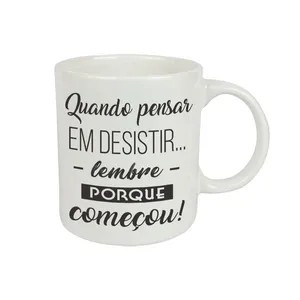 Caneca Cerâmica Regina Frases Motivacionais Preta e Branca 330ml - Item Sortido UNICA