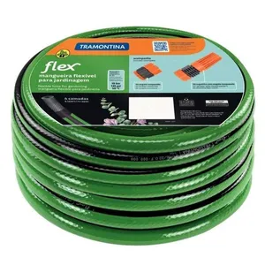 Mangueira 4 Camadas PVC com Engate para Jardim 1/2" x 2mm Tramontina Mangueira para Jardim Flexível com Engate 4 Camadas PVC 10m Tramontina