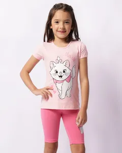 Conjunto Infantil Curto Disney Estampa Marie Rosa 6