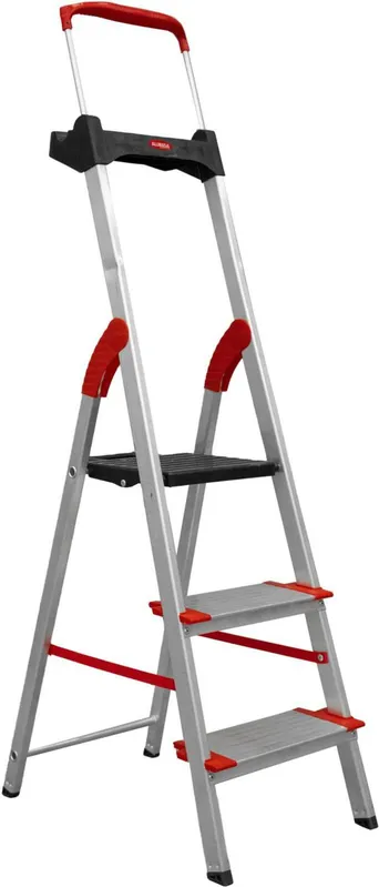 Escada de Aluminio Comfort 383x1484 Antiderrapante 3 Degraus Suporta 150Kg