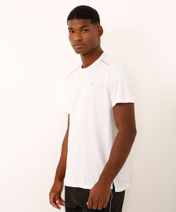 camiseta com recortes e refletivos manga curta esportiva branca P