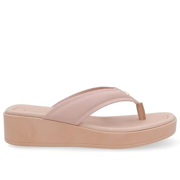 Chinelo Salto Plataforma Tecido Bege 40