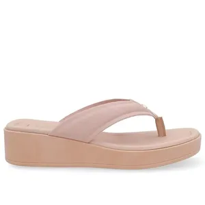 Chinelo Salto Plataforma Tecido Bege 40