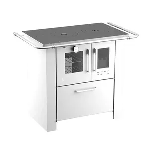 Fogão a Lenha Branco Elevare Industrial Cheff N° 1 Esquerdo com Chapa Superior de Ferro Fundido Fogão a Lenha Branco Elevare Industrial Cheff N° 1 Esquerdo com Forno a Gás