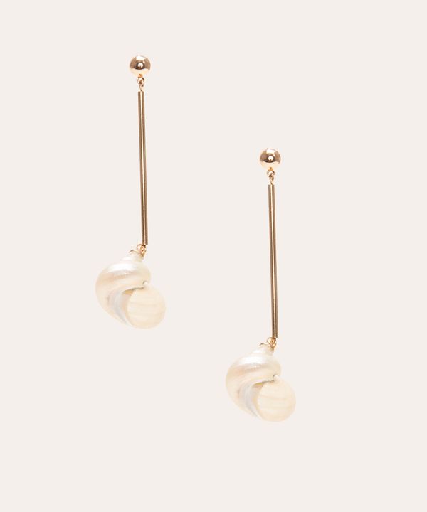 brinco longo de concha dourado Único