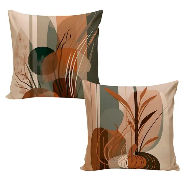 Kit 2 Capas de Almofadas Veludo Estampada Menta E Caramelo Sortida 43x43cm CALW5317 - Nsw