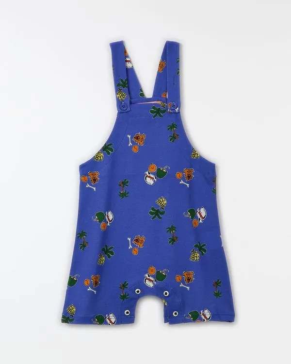 Jardineira Bebe Malha Ar Livre Est Ar Livre Mini Fundo Azul Cannes - 18M