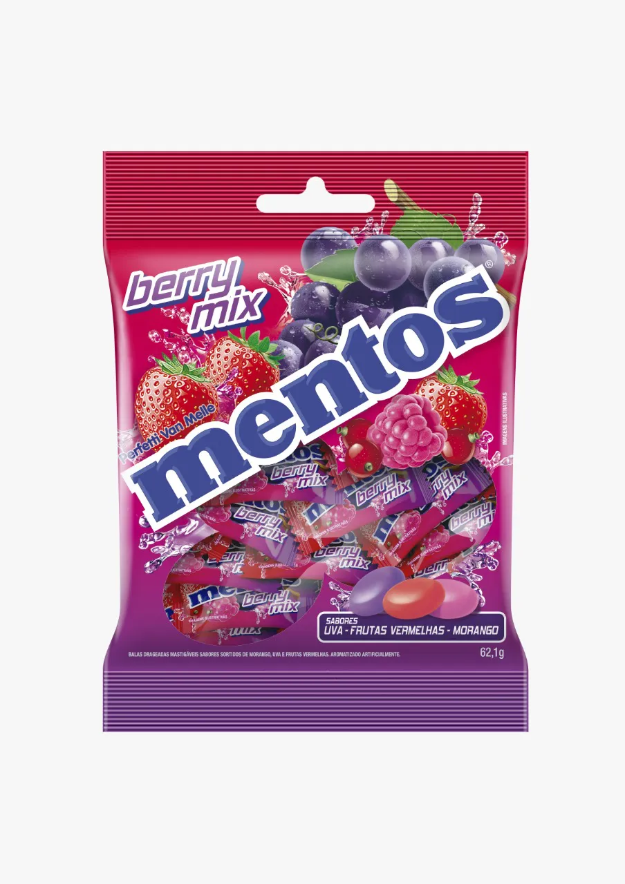 Mentos Berry Mix Bag Individual 62,1g - 23 unidades