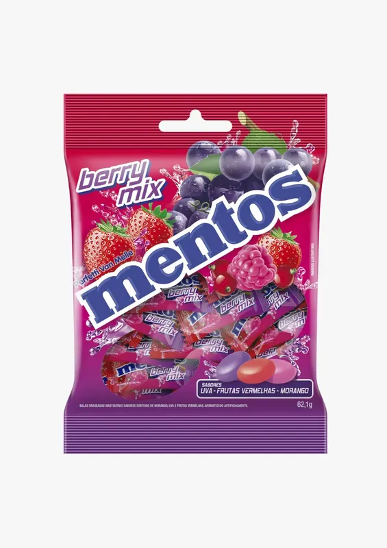 Mentos Berry Mix Bag Individual 62,1g - 23 unidades
