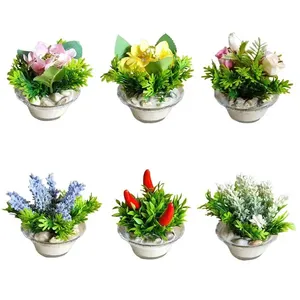 Mini Vaso Bowl Vidro com Flor ou Planta Artificial Sortida DF224 - Dila Flores