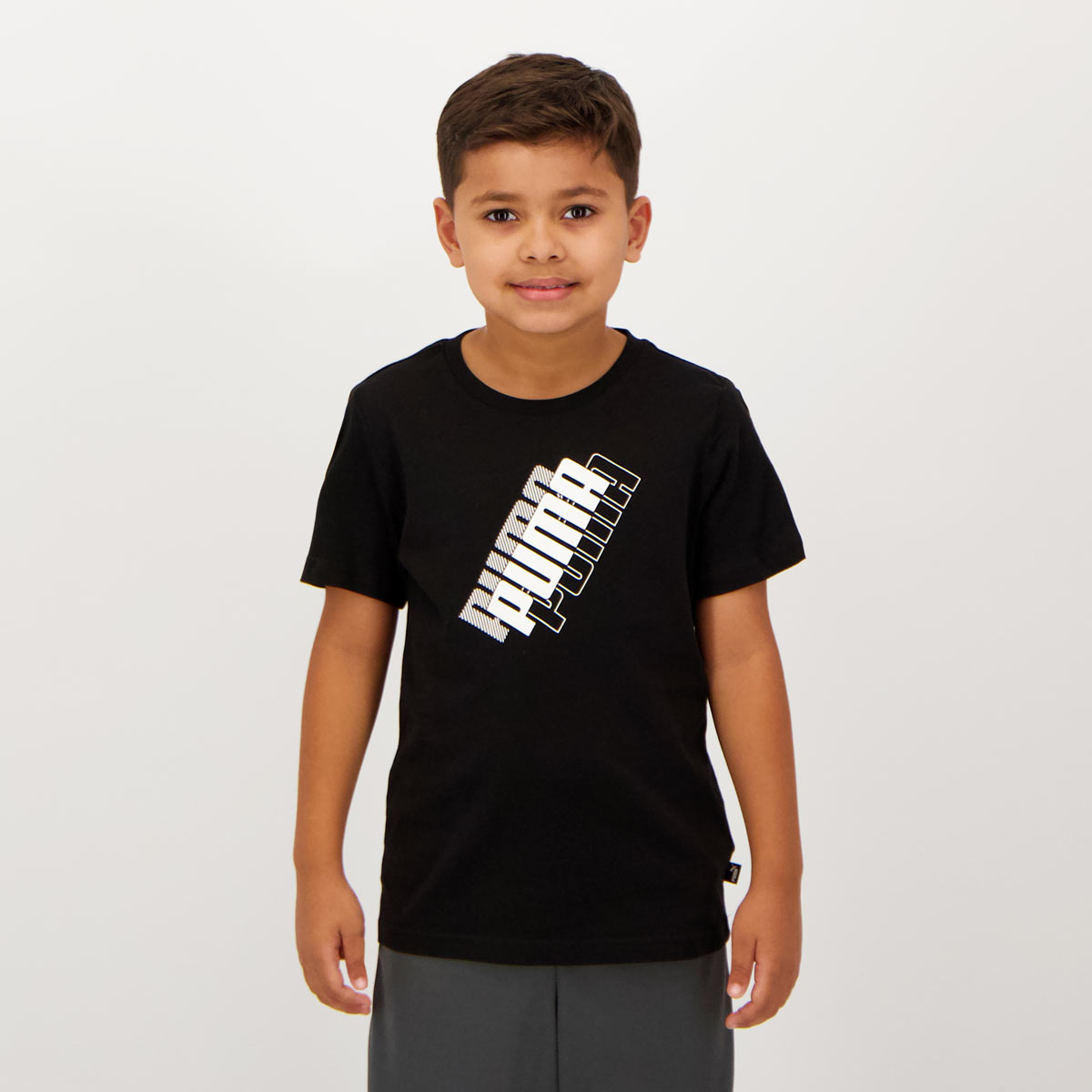 Camiseta Puma Power Logo Juvenil Preta