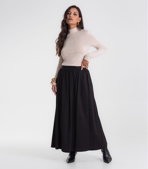 Saia Midi Endless Tencel Twill Feminina Preto P