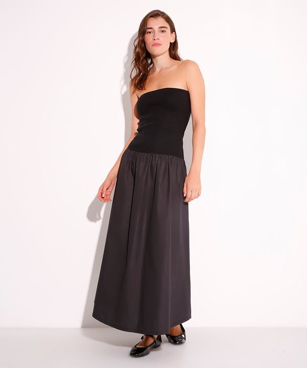 vestido midi sem alça mindset preto M