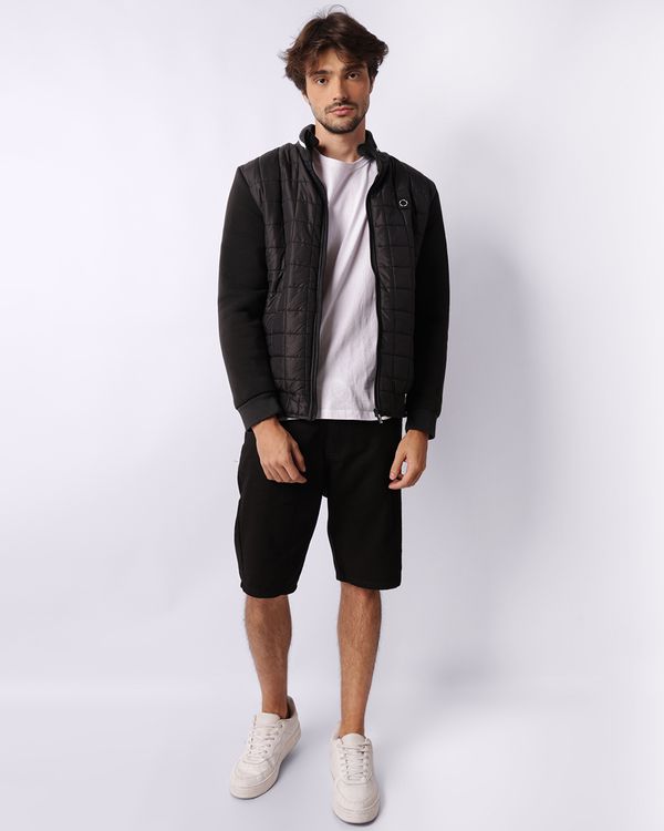 Bermuda Sarja Masculina Reta Estampa Brooklyn Com Cordão Preta 40