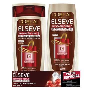 Kit Elseve Shampoo + Condicionador Reparação Total 5 Especial Quimica 200ml