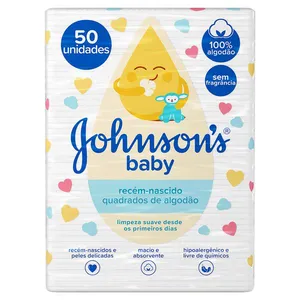 Algodão Quadrado Johnson's Baby Recém-nascido Sem Perfume 50 Unidades