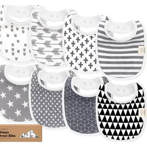 Babador 8 Peças Orgânico Keababies Cinza A-MBI