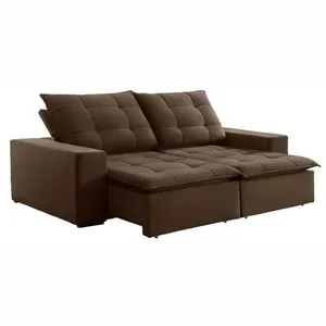 Sofá Retrátil e Reclinável Paris Mola Ensacada Pillow Top 2,50m Marrom - Teixeira