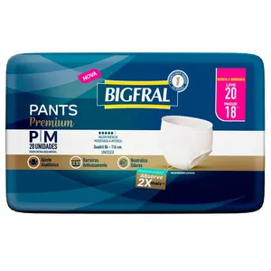 Roupa Íntima Descartável Bigfral Pants Premium Incontinência Urinária Moderada a Severa Tamanho P/M 20 Unidades