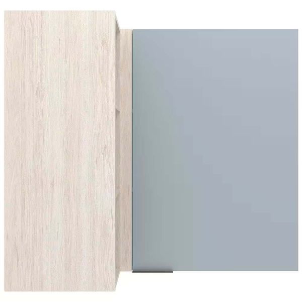 Armário Aéreo de Canto Bartira Cristal MDP 15mm com 1 Porta e 2 Prateleiras - 101,8cm de largura Freixo/Azul Wood