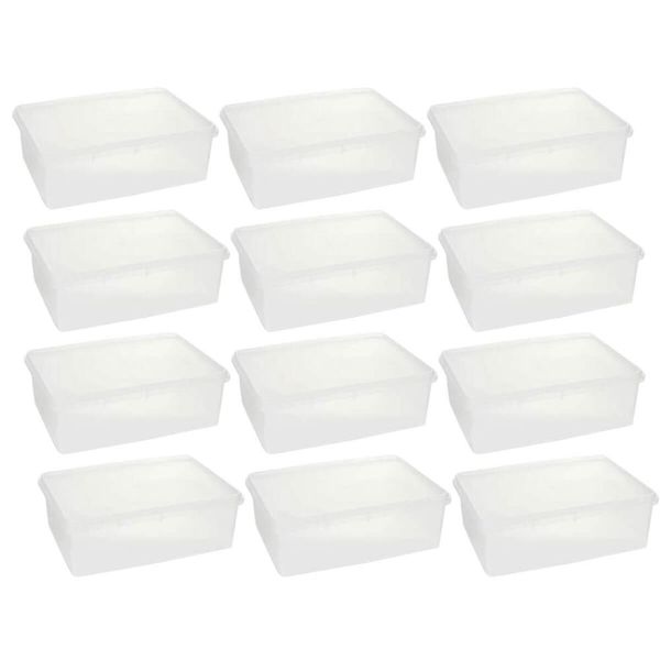 Kit 12 Cestos Organizadores Transparentes com Tampa 3,5L Plasvale Brinquedos Acessórios