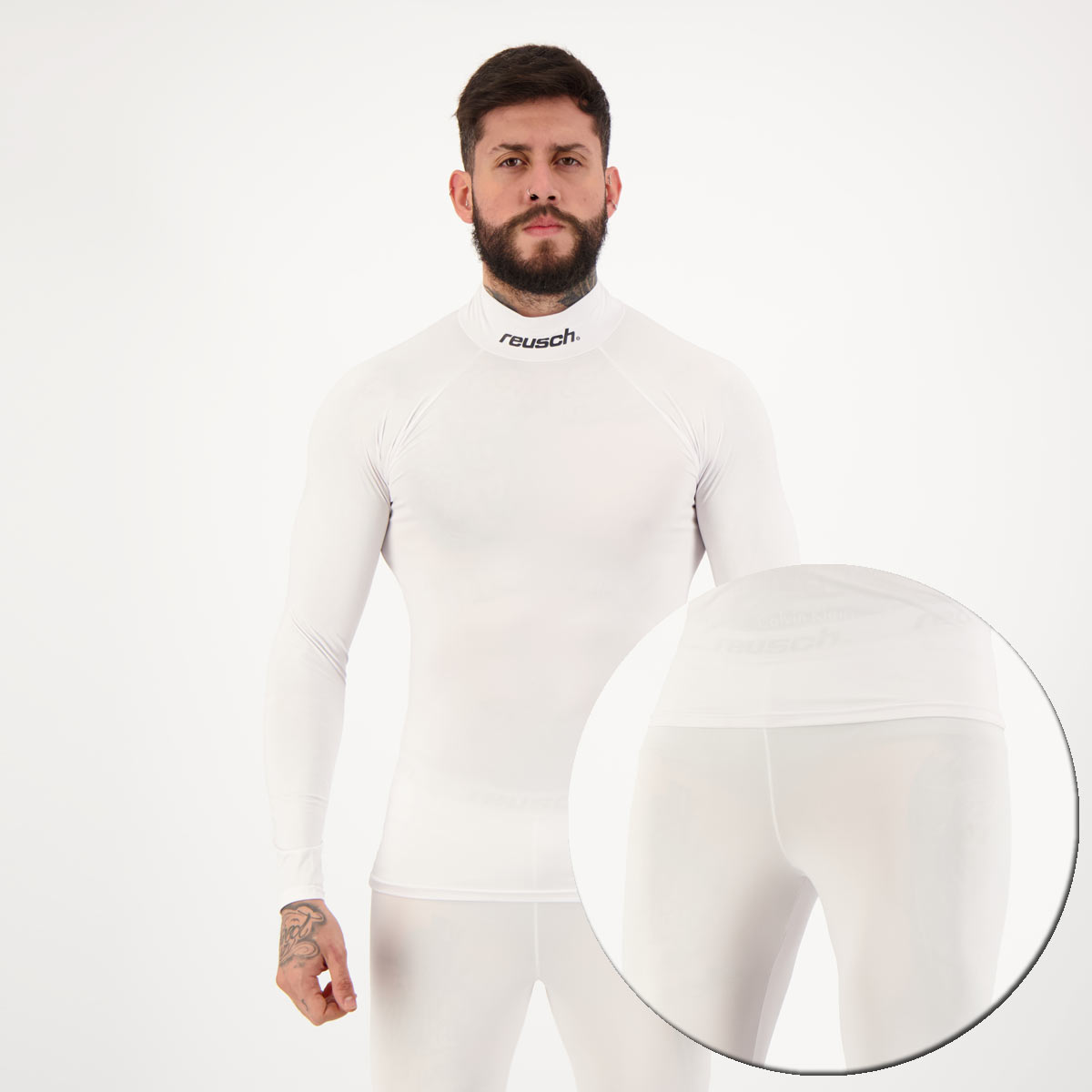 Conjunto Térmico Reusch Gola Alta Manga Longa Branca