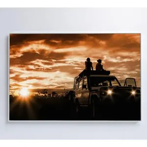Quadro Por Do Sol No Carro 90x60 Cm Adesivo Fotográfico