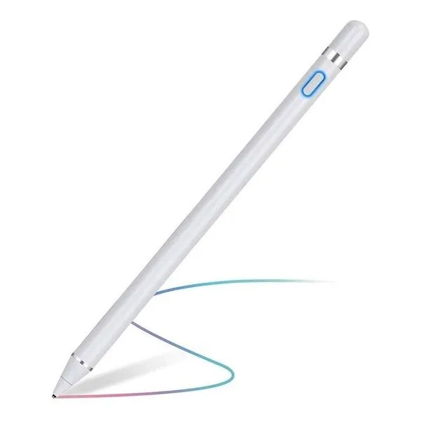 Caneta Stylus Ponta Fina 1,5MM para Ipad e Tablets Alumínio com Bateria Recarregável Branco Caneta Stylus Ponta Fina 1,5MM para Ipad Alumínio Recarregável Branco