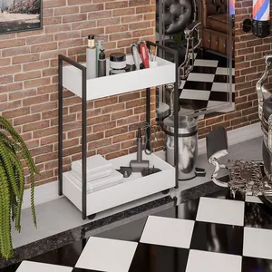 Carrinho De Apoio Estética Salão Industrial 2 Prateleiras Orla Branco-pto M12 - D'rossi